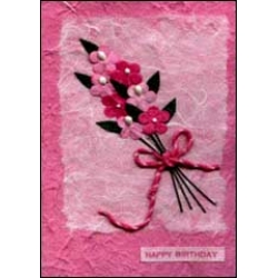 Pink Flowers 'Happy Birthday'
