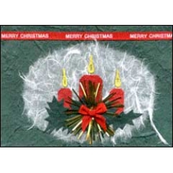 Red Candles on Green 'Merry Christmas'